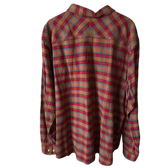Columbia Flannel Button Up Shirt Red & Blue Plaid Cotton Regular Fit Size XXL - Picture 3 of 5